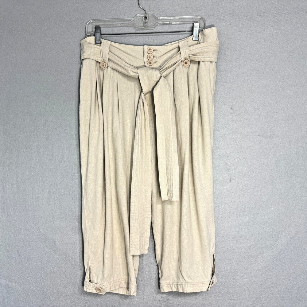 Vintage‎ Charlotte Russe Tie Waist Capri Pants Womens Size 11 Linen Blend Y2K